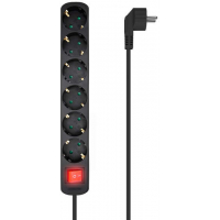 Regleta con Interruptor 6 enchufes Aisens. 1.50 metros. Negro