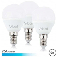 PACK 3 Bombillas LED G45 de 6W - 500LM - Base E14 - Luz Fria. Elbat 