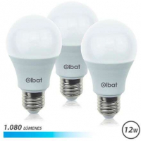 PACK 3 Bombilla LED A60 de 12W - 1080LM - Base E27 - Luz Fria. Elbat 