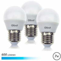 PACK 3 Bombillas - 7W - 600 Lumenes - 6500K Luz Fria - E27. Elbat 