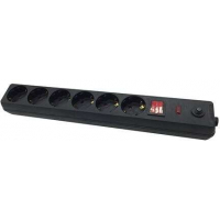 Elbat Regleta Alimentacion - 6 Tomas Schuko - Interruptor On/Off - Proteccion de Sobrecarga - Cable de 1.50m