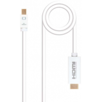 Nanocable Cable Conversor Mini DP Macho a HDMI v1.4 Macho 2m - Blanco
