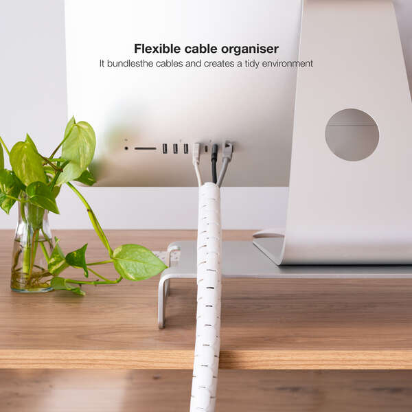 Imagen extra Nanocable Organizador de Cables Flexible 1 metros. Blanco