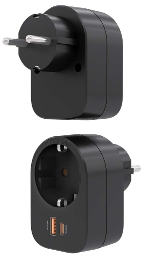 Imagen extra Regleta de Pared Multifuncion con Enchufe + 1xUSB-C 20W PD3.0 - 1xUSB-A 20W QC3.0 