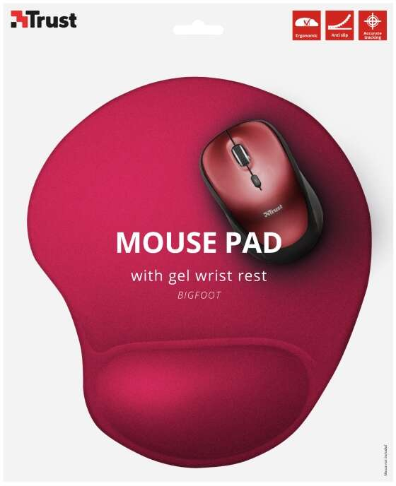 Imagen extra Trust BigFoot Alfombrilla Raton Ergonomica con Reposamuñecas de Gel 23.6x20.5 cm Rojo