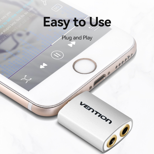 Imagen extra Vention Adaptador Audio Jack 3.5 Macho a 2x Jack 3.5 Hembra - Color Blanco