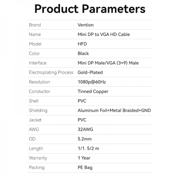 Imagen extra Cable Mini DP Macho a VGA Macho - 1.5 metros