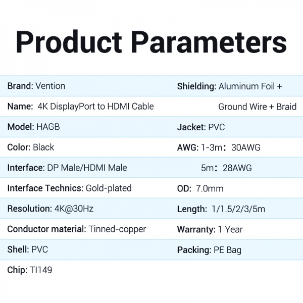 Imagen extra Cable Conversor DisplayPort Macho a HDMI Macho 4K - 1 metros