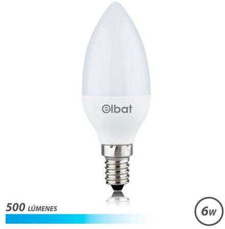Bombilla LED C37 6W 500LM E14 Luz Fria. Elbat 