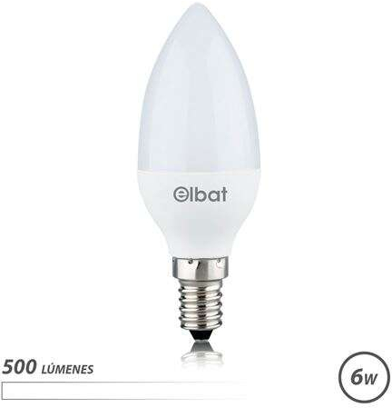 Bombilla LED - Potencia: 6W - 500 Lumenes - 4000K Luz Blanca - E14. Elbat 