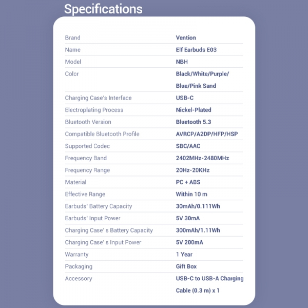 Imagen extra Vention Auriculares Bluetooth 5.3 con 6h Autonomia - Elf E03 - Azul