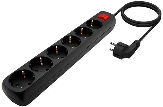 Imagen extra Regleta con Interruptor 6 enchufes Aisens. 1.50 metros. Negro