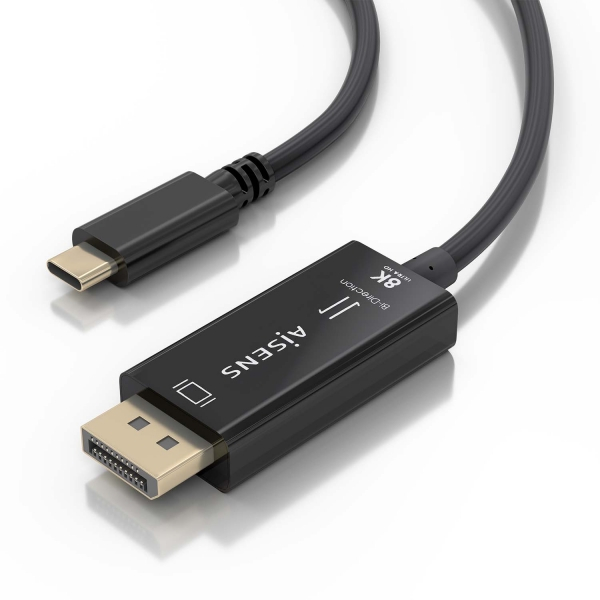 Imagen extra Aisens Cable Conversor Bidireccional USB-C a Displayport 8K@60Hz - USB-C/M-DP/M - 1.8m - 