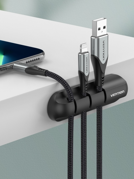 Imagen extra Organizador de Cables en Espiral - 3 Puertos - Negro