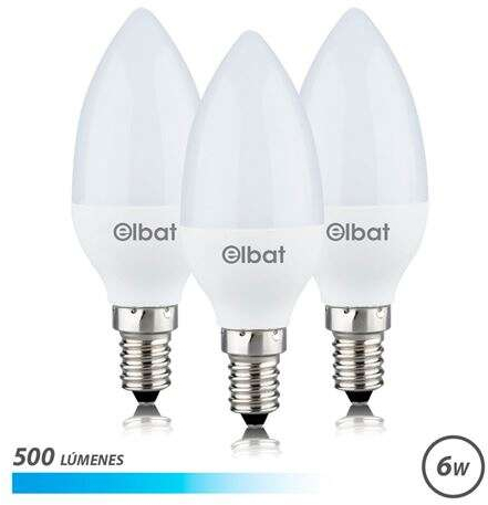 PACK 3 Bombillas LED C37 Pack de 3 - 6W - 500LM - Base E14 - Luz Fria