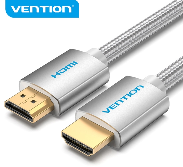 Vention Cable HDMI 2.0 - Trenzado Textil - Contactos Dorados - Soporte 4K, HDR, 3D - Apantallado - Plata