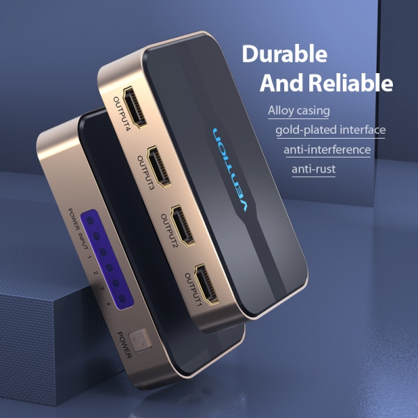 Imagen extra Vention Duplicador HDMI Macho a 4xHDMI Hembra - Dorado