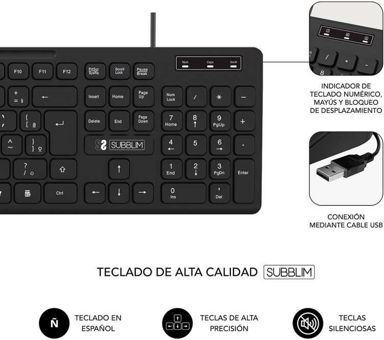 Imagen extra Subblim Teclado Business Slim Silencioso Teclas de Bajo Perfil