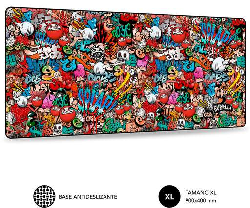 Subblim Alfombrilla de Raton Graffiti de 90x40 cm Antideslizante