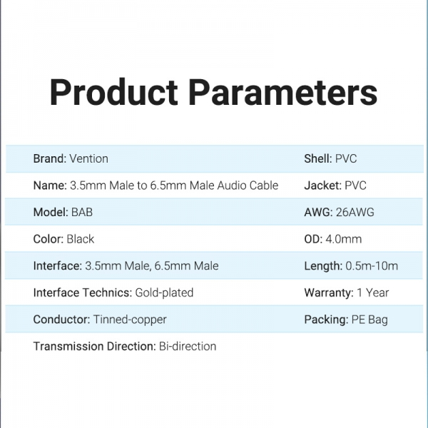 Imagen extra Cable Estereo Jack 6.5mm Macho a Jack 3.5mm Macho - 2 metros 