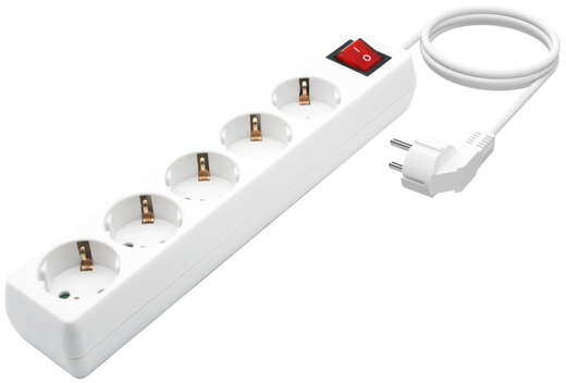Imagen extra Regleta con Interruptor de 5 enchufes y protección infantil. 1.40 metros. Blanco