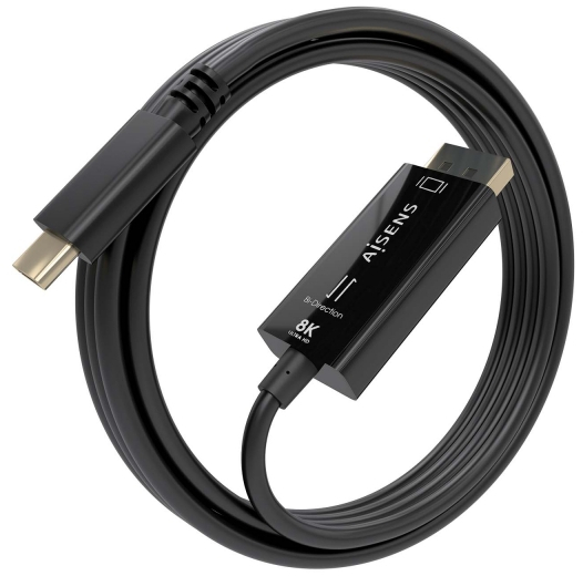 Imagen extra Aisens Cable Conversor Bidireccional USB-C a Displayport 8K@60Hz - USB-C/M-DP/M - 1.8m - 