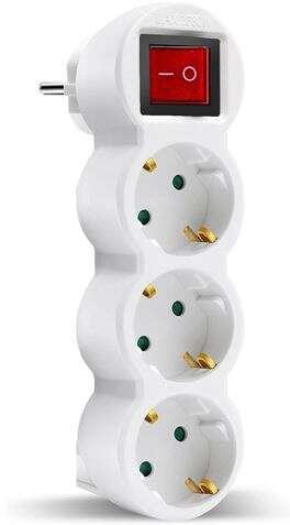 Regleta con Interruptor de 3 Enchufes. Elbat