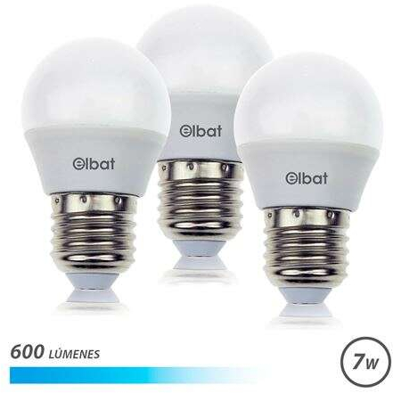 PACK 3 Bombillas - 7W - 600 Lumenes - 6500K Luz Fria - E27. Elbat 