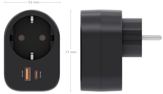 Imagen extra Regleta de Pared Multifuncion con Enchufe + 1xUSB-C 20W PD3.0 - 1xUSB-A 20W QC3.0 