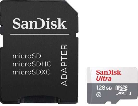 Sandisk Ultra Tarjeta Micro SDXC 128GB UHS-I U1 Clase 10 100MB/s + Adaptador SD