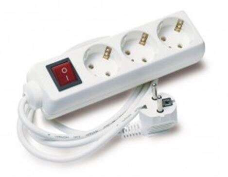 Regleta Alimentacion de 3 enchufes con Interruptor de 1.50 metros