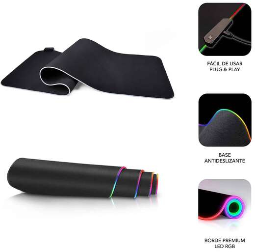 Imagen extra Subblim Alfombrilla LED RGB Extra Grande 80x30 cm (Grosor 4 mm) 9 Colores