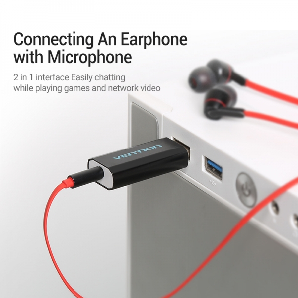 Imagen extra Vention Tarjeta de Sonido Externa USB a CTIA 