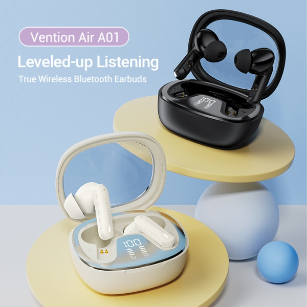Imagen extra Vention Auriculares Bluetooth 5.3 con 7h Autonomia - LED Display AIR A01 - Negro