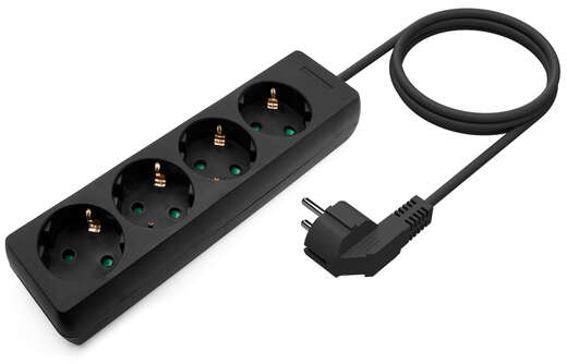 Imagen extra Regleta de 4 Tomas, cable de 1.4 metros. Negro