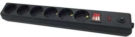 Elbat Regleta Alimentacion - 6 Tomas Schuko - Interruptor On/Off - Proteccion de Sobrecarga - Cable de 1.50m