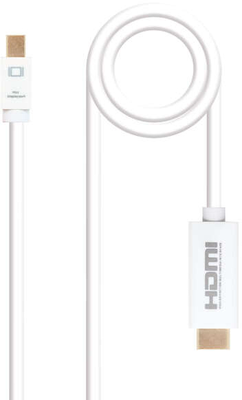 Nanocable Cable Conversor Mini DP Macho a HDMI v1.4 Macho 2m - Blanco