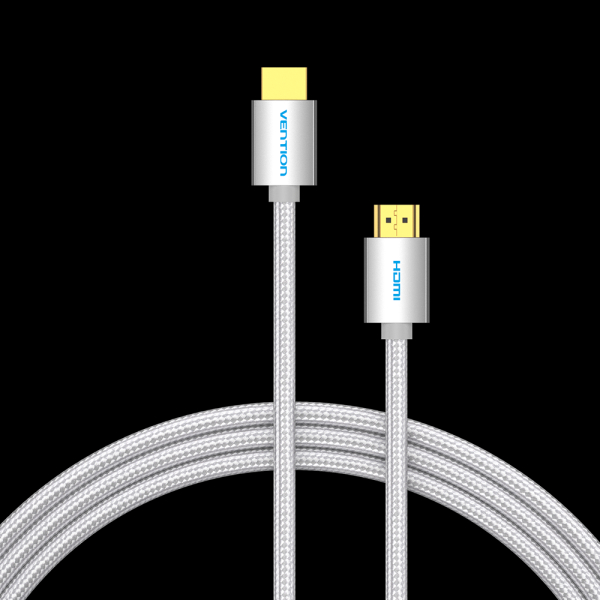 Imagen extra Vention Cable HDMI 2.0 - Trenzado Textil - Contactos Dorados - Soporte 4K, HDR, 3D - Apantallado - Plata