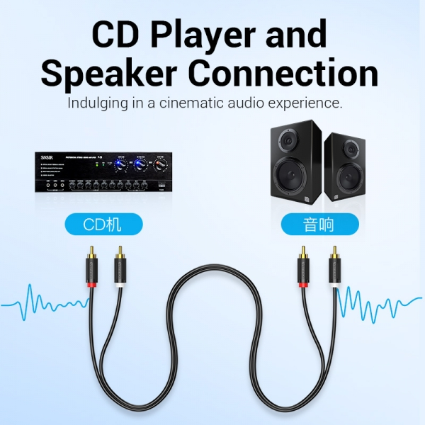 Imagen extra Cable Estereo 2x RCA Macho a 2x RCA Macho - 50 cm