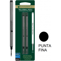 PACK 2 Recambios Roller Monteverde Compatible con Montblanc. Negro, Punta Fina