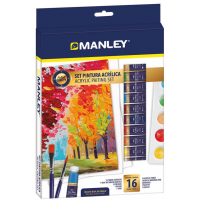 SET PINTURA ACRÍLICA MANLEY 16 PIEZAS