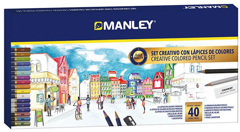 SET CREATIVO MANLEY LAPICES 40 PIEZAS
