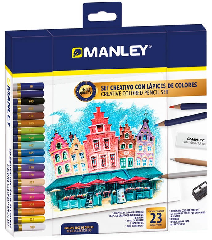 SET CREATIVO MANLEY LAPICES 23 PIEZAS