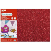 Pack de 3 Goma Eva Purpurina ROJO 60x40 cm - Grosor 2 mm
