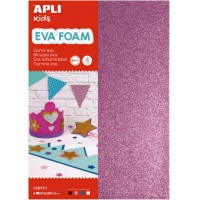 PACK 4 Goma Eva Purpurina A4. Colores Blanco, Negro, Rojo y Azul