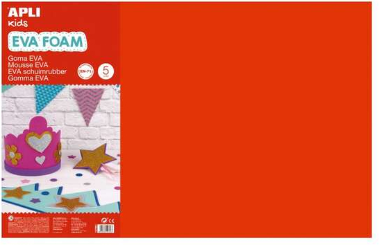 PACK 5 Goma Eva Rojo 60x40 cm