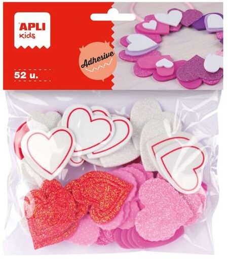 Apli Formas de Corazones Adhesivas de Goma Eva - 52uds
