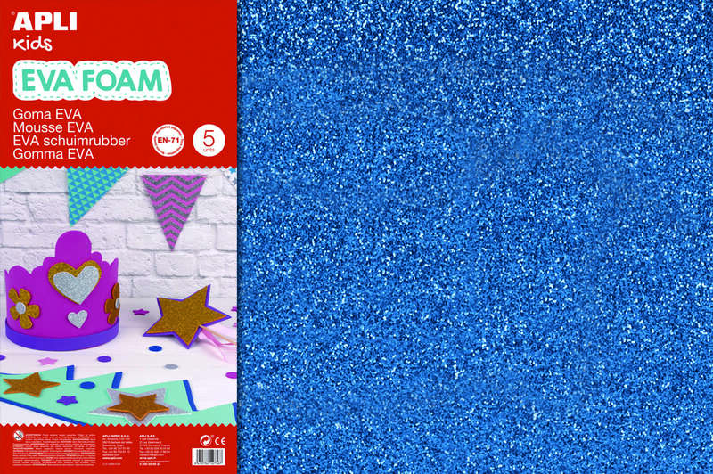 PACK 3 Goma Eva Purpurina Azul 60x40 cm