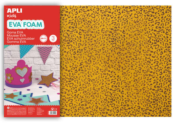 PACK 3 Goma Eva Impresa Leopardo 60x40 cm 3 Hojas. Diseño de Leopardo Impreso