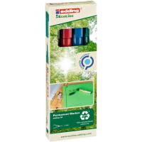 Edding 25 EcoLine Pack de 4 Rotuladores Permanentes - Punta Redonda Fina - Trazo 1mm - 90% de Plastico Reciclado - Colores Surti